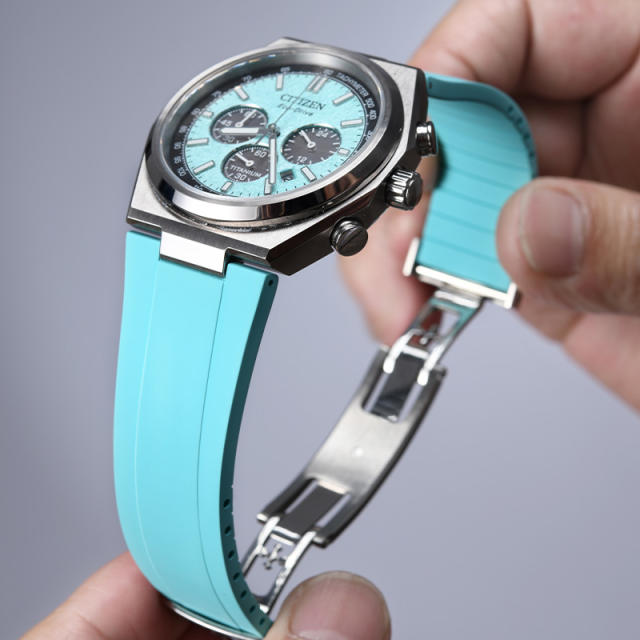 Rubber strap for Citizen Eco-Drive chronograph Super Titanium men's watch CA4610-85A/M/Z