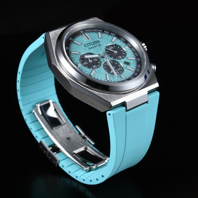 Rubber strap for Citizen Eco-Drive chronograph Super Titanium men's watch CA4610-85A/M/Z