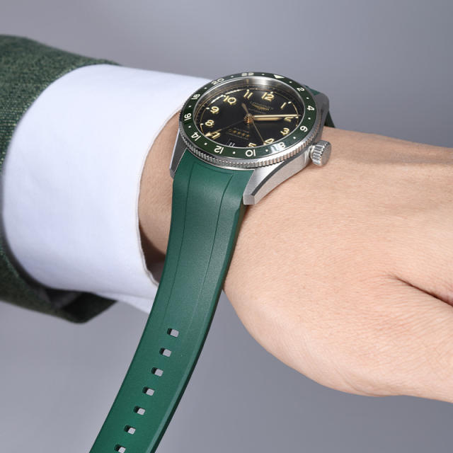 Rubber strap for For Longines Spirit Zulu Time 39mm ref.L3.802.4....