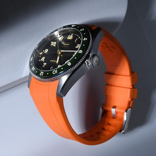 Rubber strap for For Longines Spirit Zulu Time 39mm ref.L3.802.4....