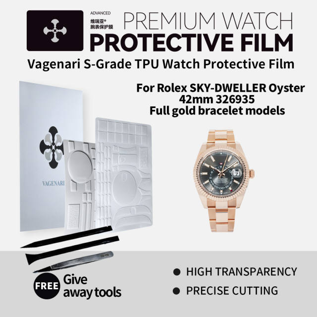Vagenari S-Grade TPU Watch Protective Film For Rolex SKY-DWELLER Oyster 42mm 326935 Full gold bracelet models