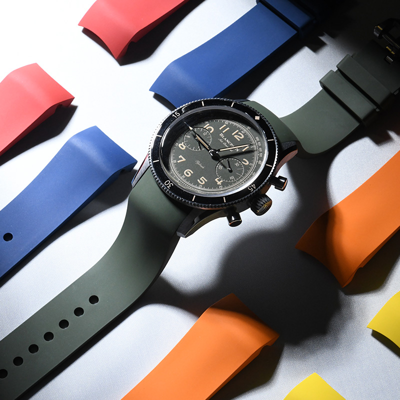 Rubber strap for Blancpain Air Command 42.5mm leather strap models
