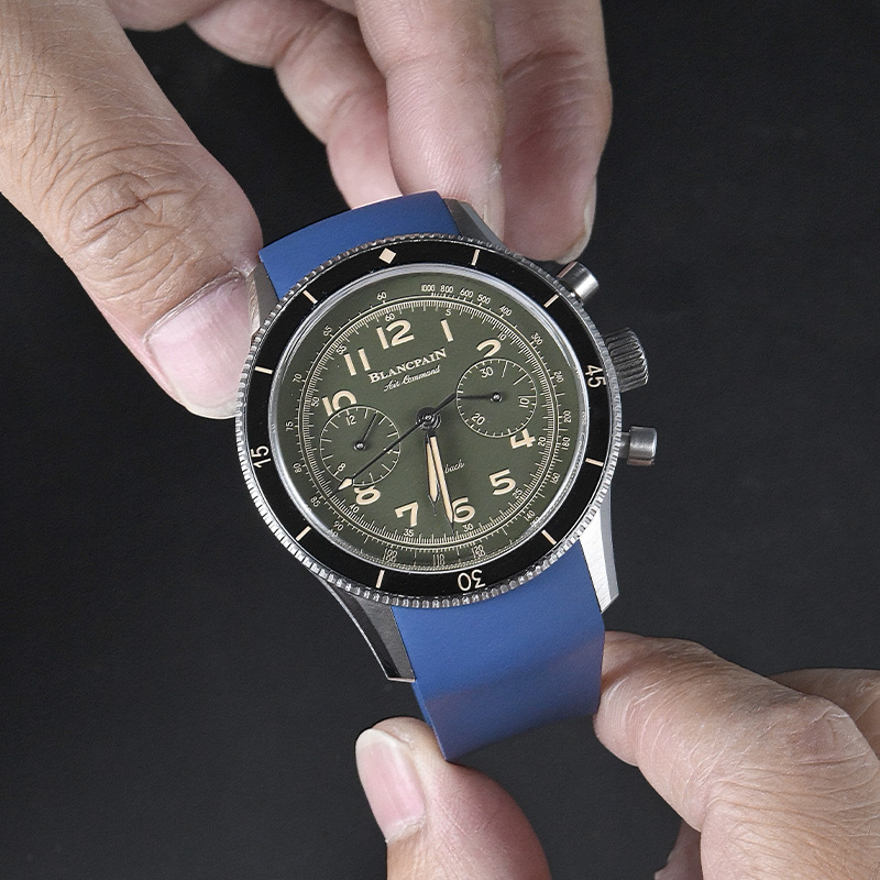 Rubber strap for Blancpain Air Command 42.5mm leather strap models