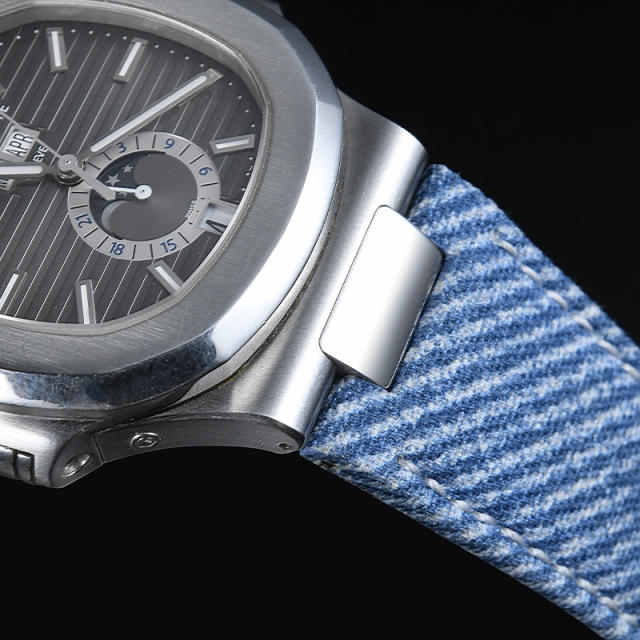 【Second Generation】 Denim pattern Leather strap for Patek Philippe Nautilus 5711R, 5712R, 5726A, 5980R (leather strap models)