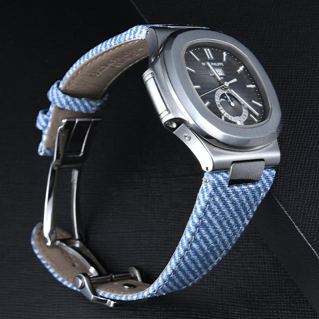 【Second Generation】 Denim pattern Leather strap for Patek Philippe Nautilus 5711R, 5712R, 5726A, 5980R (leather strap models)