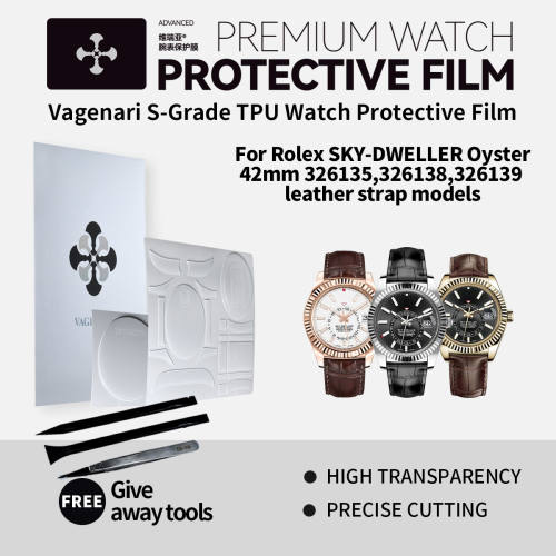 Vagenari S-Grade TPU Watch Protective Film For Rolex SKY-DWELLER Oyster 42mm 326135,326138,326139 leather strap models