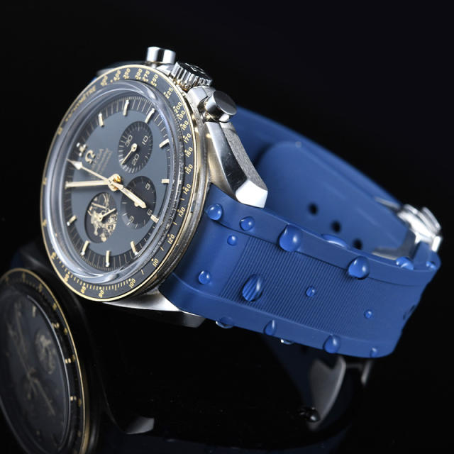 Rubber Strap For Speedmaster Moonwatch Chronograph 42 mm with Folding clasp