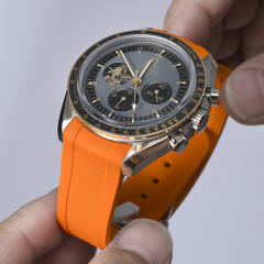 Rubber Strap For Speedmaster Moonwatch Chronograph 42 mm with Folding clasp