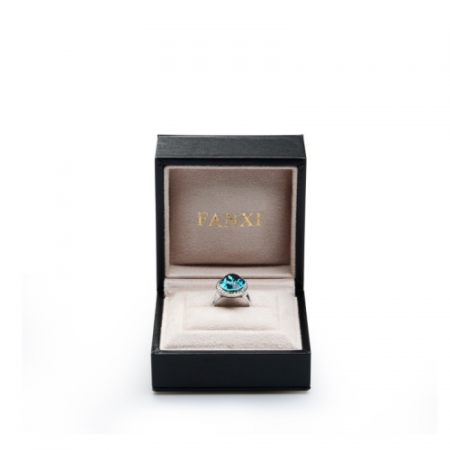 FANXI OEM Black PU leather Jewellery Ring Neclace Bracelet Packing Boxes With Beige Suede Insert Deluxe Custom Logo Jewelry Box