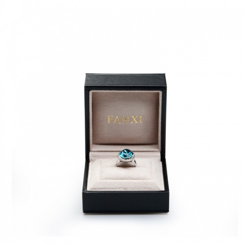 FANXI OEM Black PU leather Jewellery Ring Neclace Bracelet Packing Boxes With Beige Suede Insert Deluxe Custom Logo Jewelry Box