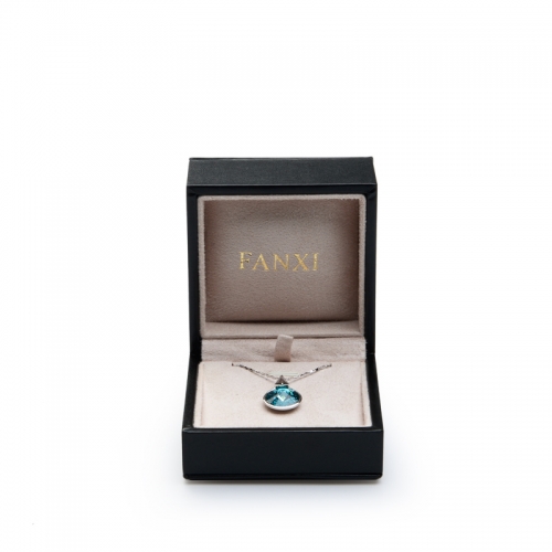 FANXI OEM Black PU leather Jewellery Ring Neclace Bracelet Packing Boxes With Beige Suede Insert Deluxe Custom Logo Jewelry Box