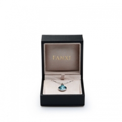 FANXI OEM Black PU leather Jewellery Ring Neclace Bracelet Packing Boxes With Beige Suede Insert Deluxe Custom Logo Jewelry Box