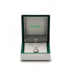 FANXI Wholesale White And Green PU Leather Gift Boxes With Velvet Insert For Ring Necklace Bangle Bracelet Packaging Jewelry Box Custom Logo