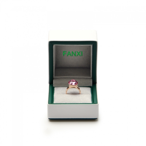 FANXI Wholesale White And Green PU Leather Gift Boxes With Velvet Insert For Ring Necklace Bangle Bracelet Packaging Jewelry Box Custom Logo