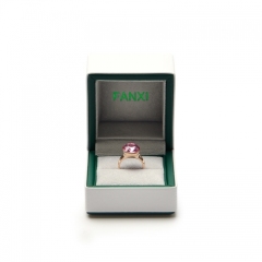 FANXI Wholesale White And Green PU Leather Gift Boxes With Velvet Insert For Ring Necklace Bangle Bracelet Packaging Jewelry Box Custom Logo