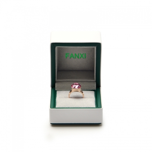FANXI Wholesale White And Green PU Leather Gift Boxes With Velvet Insert For Ring Necklace Bangle Bracelet Packaging Jewelry Box Custom Logo