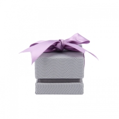 FANXI Gray PU Leather Jewellery Box With Velvet Insert And Purple Ribbon For Ring Necklace Earrings Pendant Wooden Jewelry Box