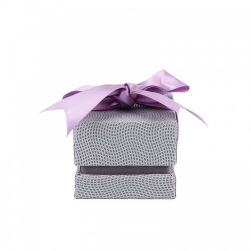 FANXI Gray PU Leather Jewellery Box With Velvet Insert And Purple Ribbon For Ring Necklace Earrings Pendant Wooden Jewelry Box