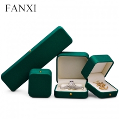wholesale green leather jewelry packaging boxes for ring earring pendant bangle bracelet necklace