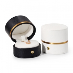 Round leather jewelry packaging box for ring earring pendant