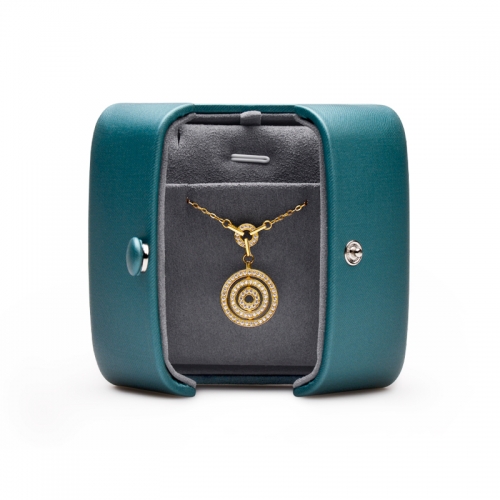 Customise green leather jewellery box packaging