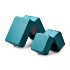 Peacock blue leather jewellery packaging box for pendant ring