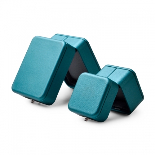Peacock blue leather jewellery packaging box for pendant ring