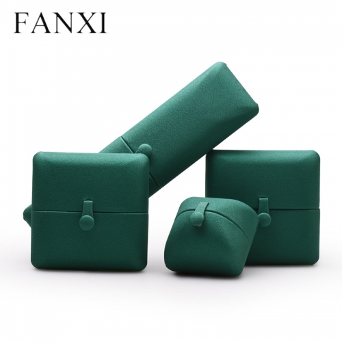 Custom green leather box for jewelry packaging