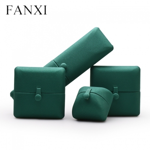 Custom green leather box for jewelry packaging