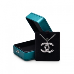 Peacock blue leather jewellery packaging box for pendant ring