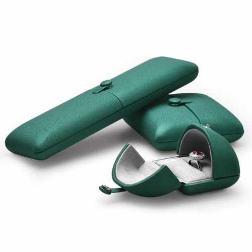 Custom green leather box for jewelry packaging
