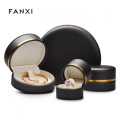 Custom balck leather jewellery packaging box for ring earring pendant bangle bracelet necklace