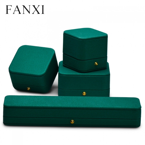wholesale green leather jewelry packaging boxes for ring earring pendant bangle bracelet necklace