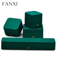 wholesale green leather jewelry packaging boxes for ring earring pendant bangle bracelet necklace