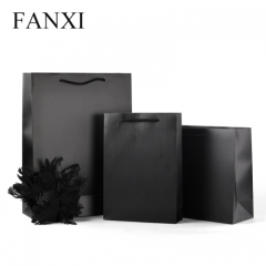 FANXI factory wholesale custom famous brand black paper bag with logo printed