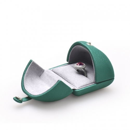 Custom green leather box for jewelry packaging