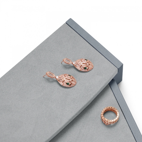 Gray leather microfiber jewelry display stand exhibitor