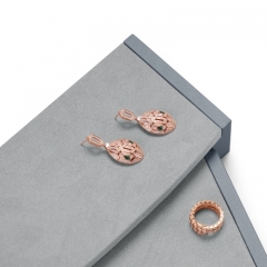 Gray leather microfiber jewelry display stand exhibitor
