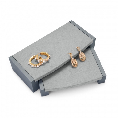 Gray leather microfiber jewelry display stand exhibitor