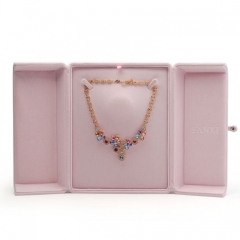 FANXI Wholesale Custom Logo Plastic Jewelry Boxes For Ring Bangle Necklace Bracelet Packaging Pink Velvet Jewellery Gift Box