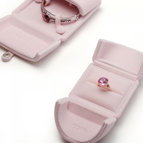FANXI Wholesale Custom Logo Plastic Jewelry Boxes For Ring Bangle Necklace Bracelet Packaging Pink Velvet Jewellery Gift Box