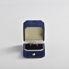 Custom blue octagon jewelry packing box with gold button