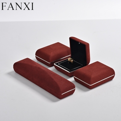Wine red microfiber jewelry packing box