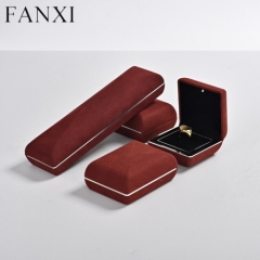 Wine red microfiber jewelry packing box