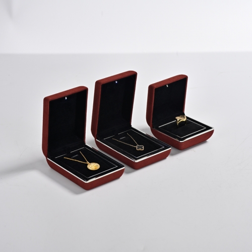 Wine red microfiber jewelry packing box