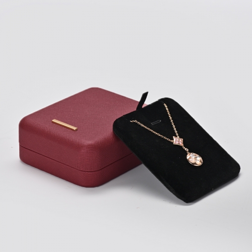 Custom logo red colour leather jewelry packging box