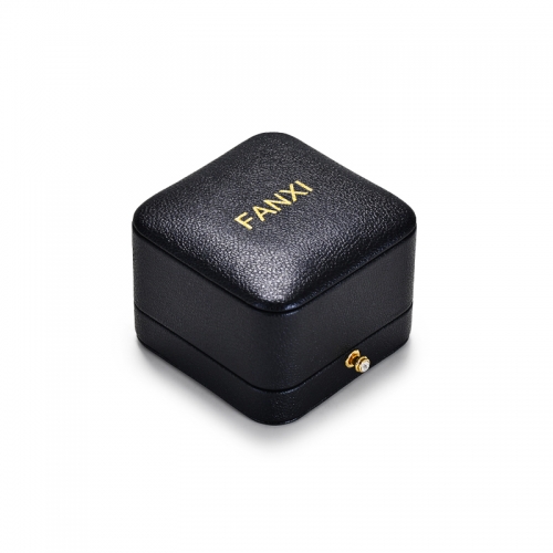 Custom logo black leather jewelry packaging box