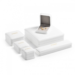 Custom white PU leather jewelry box with microfiber inside