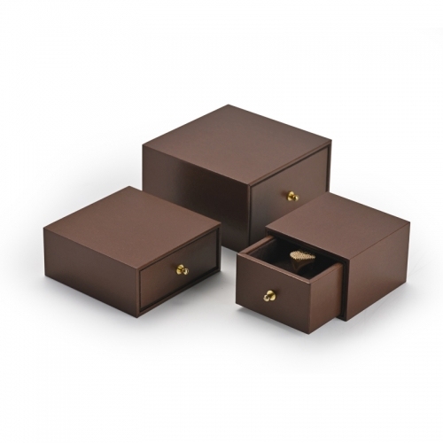 Unique brown drawer type jewelry packing box