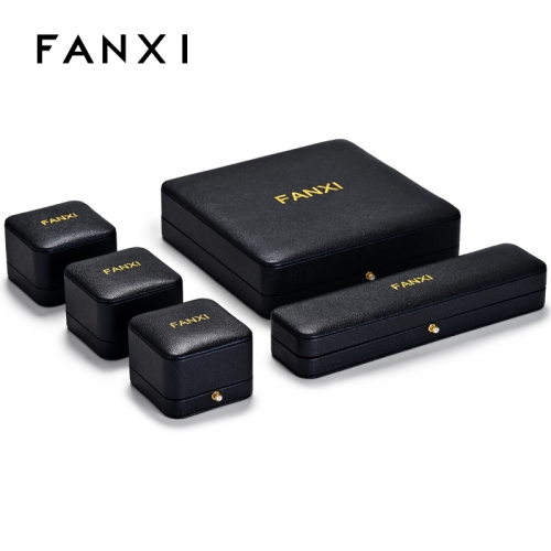 Custom logo black leather jewelry packaging box